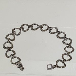 Marcasite sterling heart bracelet